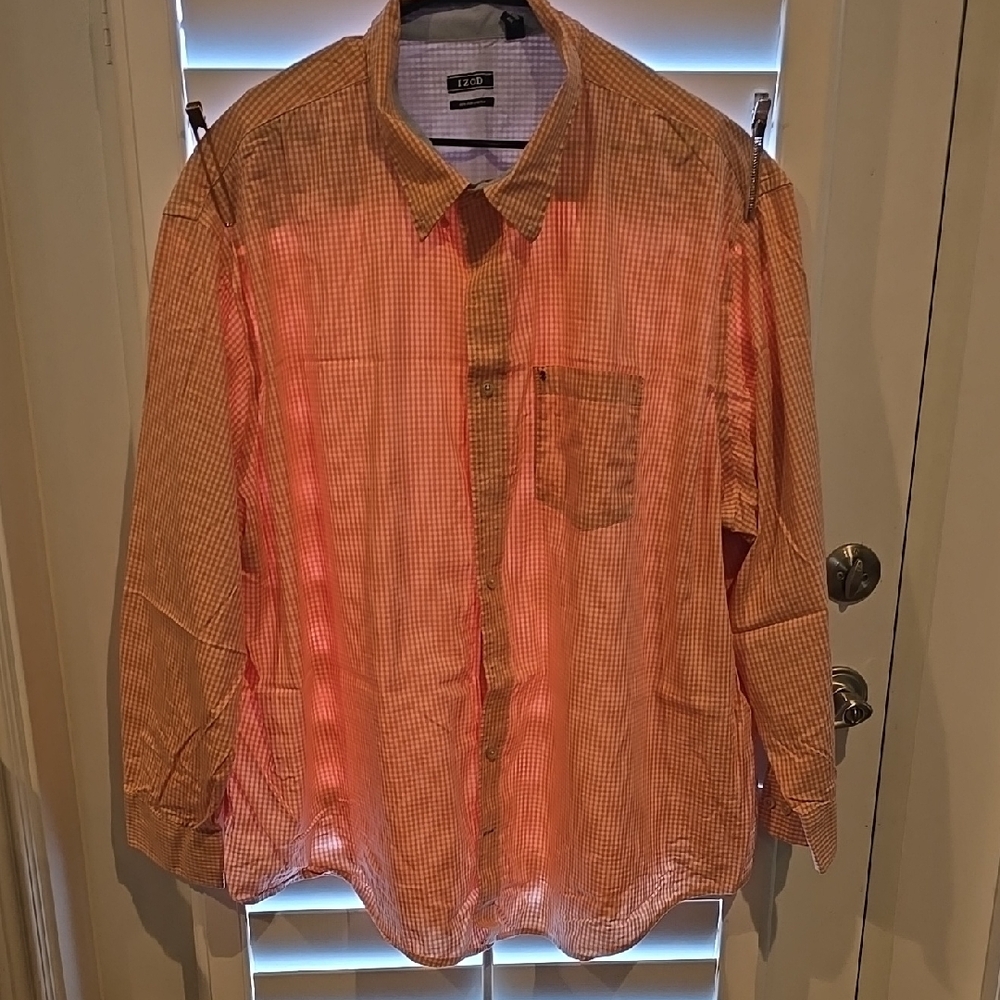 IZOD Men's Orange Checkered Shirt